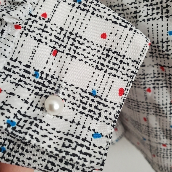 VTG LeFOLIO Petite Microplaid Turtleneck Blouse - Picture 5 of 6